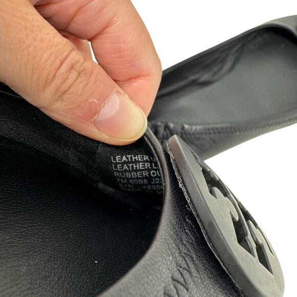 Tory Burch Minnie Travel Flats Black Leather Tonal Logo Ballet Shoes Size 7 - Picture 5 of 9